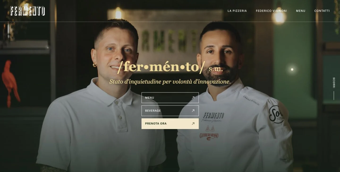 Homepage di Fermento, pizzeria contemporanea ad Aprilia