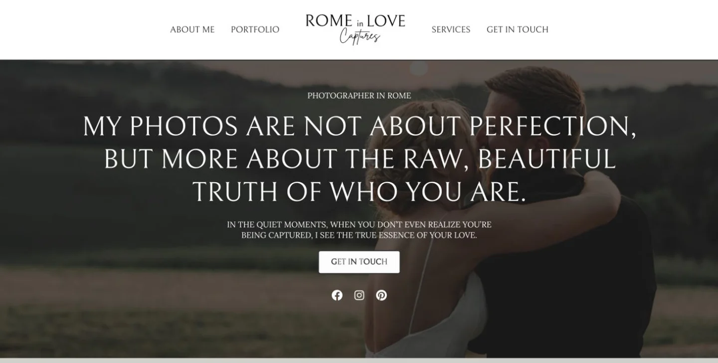 Homepage di Rome in Love Captures dedicata alla fotografia di coppia a Roma