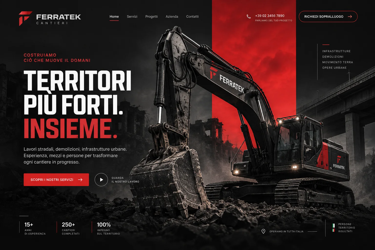 Concept visuale di web design Ferratek Cantieri
