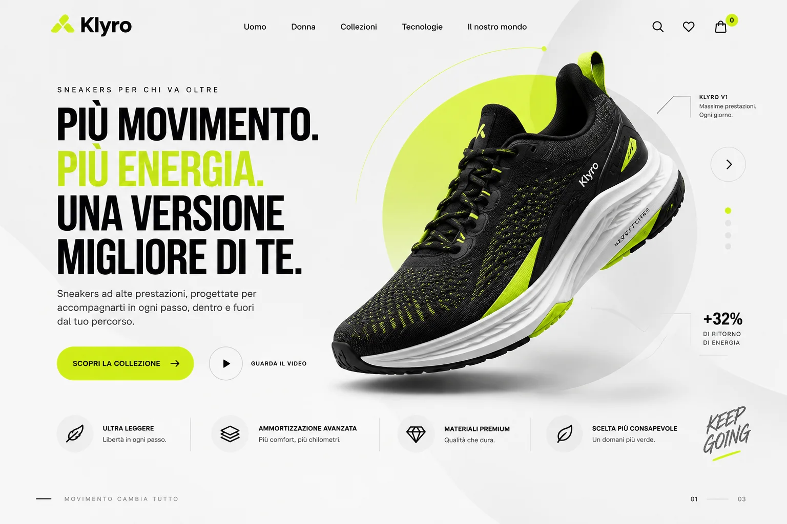 Concept visuale di web design Klyro